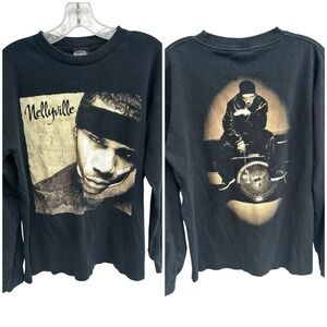 Vintage Nelly Nellyville Mens Medium Crewneck Sweatshirt Black Michael Rap Y2K